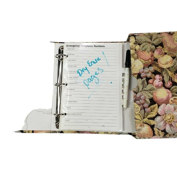 Vintage floral Address Book 3 Ring Binder Dry erase Retro with Dry-Erase Pages - Picture 7 of 8